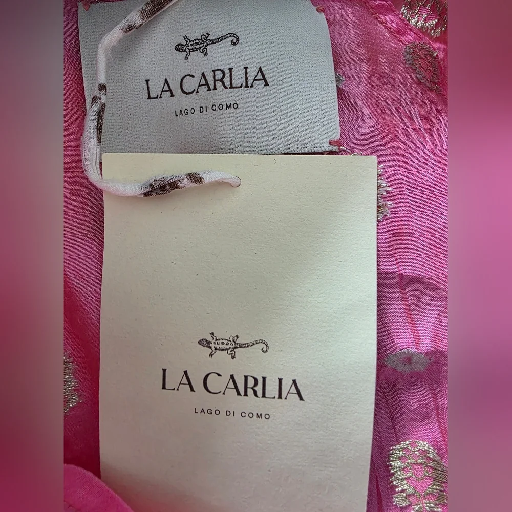 NWT La Carlia Bright Pink Silk Dress - Picture 9 of 10